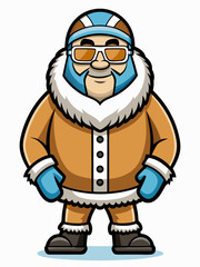 colorful illustration of a cartoon eskimo man mascot with traditional clothing, isolated on white background