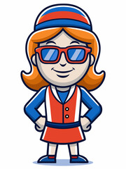 colorful illustration of a cartoon holland woman mascot with traditional clothing, isolated on white background