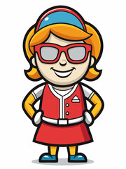 colorful illustration of a cartoon holland woman mascot with traditional clothing, isolated on white background