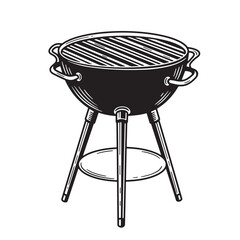 Hand drawn illustration of a black and white barbecue grill perfect for summer cookouts