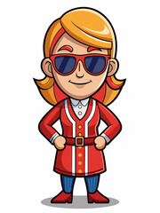 colorful illustration of a norwegian woman mascot, isolated on white background