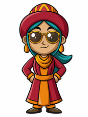 colorful illustration of a persian woman mascot, isolated on white background