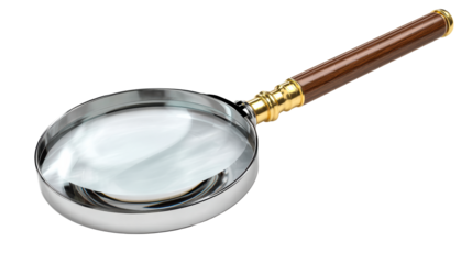 Magnifying glass with polished wood handle and gold accent