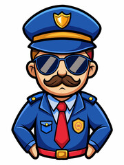 colorful illustration of a police man mascot, isolated on white background