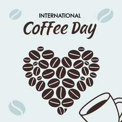 Heart shaped Coffee Beans Celebrate International Coffee Day