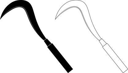 outline silhouette sickle icon set