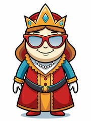 colorful illustration of a queen mascot, isolated on white background