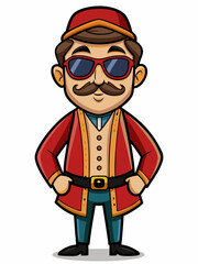 colorful illustration of a romanian man mascot with traditional clothing, isolated on white background