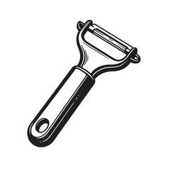 Obraz premium Vector illustration of a black and white kitchen vegetable peeler isolated on white