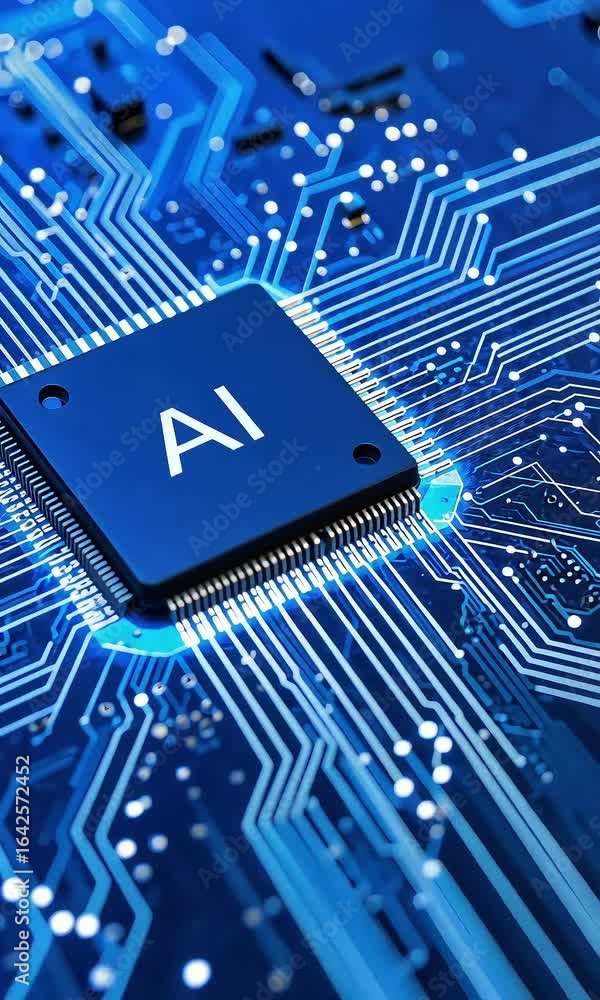Aufkleber ai microprocessor chip on circuitry background