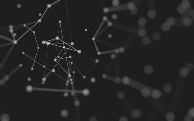 Abstract background. Molecules technology with polygonal shapes, connecting dots and lines. Connection structure. Big data visualization.