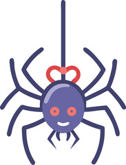 Obraz premium Cute purple spider with red eyes and bow halloween