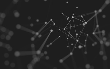Abstract background. Molecules technology with polygonal shapes, connecting dots and lines. Connection structure. Big data visualization.