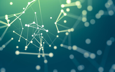 Abstract background. Molecules technology with polygonal shapes, connecting dots and lines. Connection structure. Big data visualization.