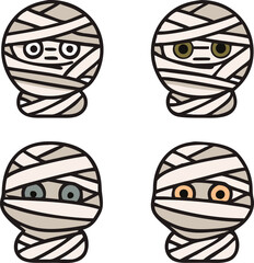 Obraz premium Four cartoon mummies with different colored eyes mummy halloween