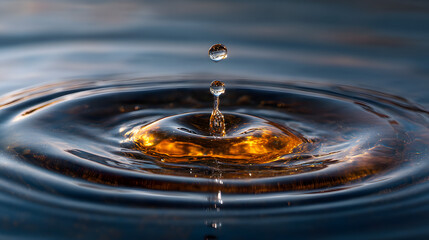 Drop of water falling into water