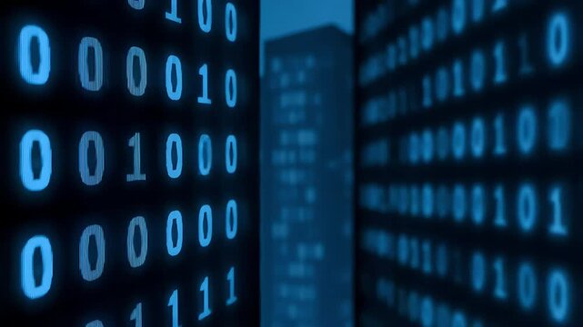 Binary code pattern on dark background display