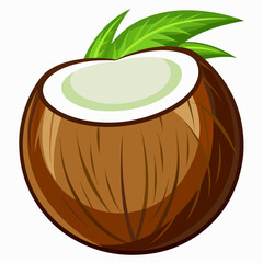 colorful illustration of a coconut, isolated on white background