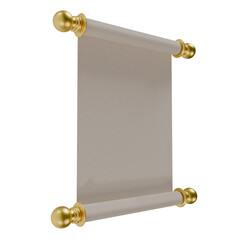 3d render Vintage blank scroll with golden handles, isolated on white background, ideal for certificate design, invitation, ancient manuscript, or decorative document template.