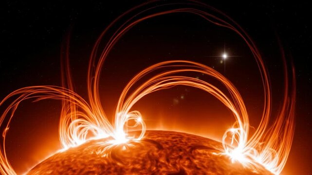 Solar Flare Activity: Magnetic Loops and Plasma Ejection