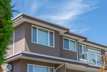 Top of luxury house with shingle roof and nice windows in Summer in Vancouver, Canada, North America. Day time on August 2025.