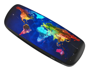  Firefly_Stylized 3D render of a portable travel Wi-Fi router featuring a printed world map de 528471Portable Travel Router with World Map Pattern, isolated on a transparent background