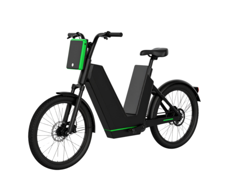 Futuristic E-Bike with Minimalist Frame Design, isolated on a transparent background