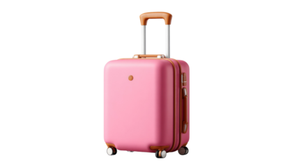 Pink Travel Suitcase: A vibrant pink travel suitcase, a symbol of adventure, rests upright on a surface, suggesting readiness for exciting journeys and exploration.