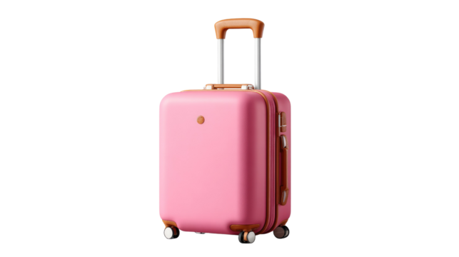 Pink Travel Suitcase: A vibrant pink travel suitcase, a symbol of adventure, rests upright on a surface, suggesting readiness for exciting journeys and exploration.