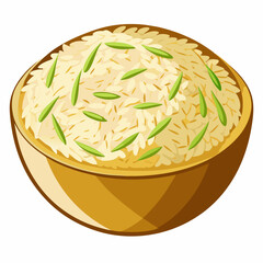 colorful illustration of a bowl of rice, isolated on white background