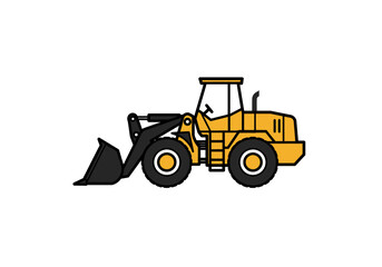 Naklejka premium Yellow and Black Front Loader Construction Vehicle Illustration.