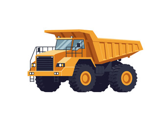 Fototapeta premium Isolated Yellow Dump Truck Illustration with Oversized Tires.