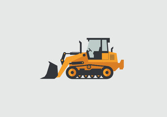 Isolated Yellow Bulldozer with Black Tracks and Bucket.