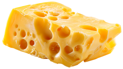 Yellow cheese chunk with holes