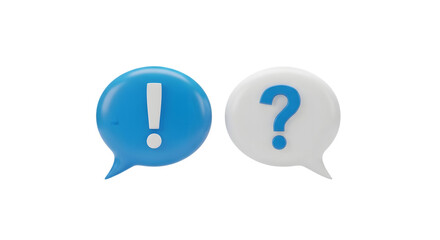 3d question mark and exclamation mark bubbles isolated on transparent background