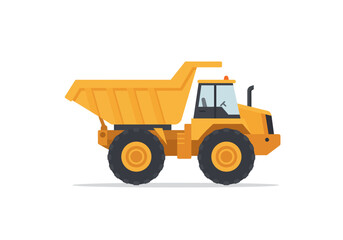 Yellow Articulated Dump Truck Vector Illustration.