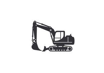 Silhouette of a Heavy-Duty Excavator Machine.