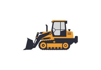 Yellow and Black Bulldozer Construction Vehicle Illustration.