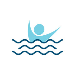 design of a person swimming in wavy water