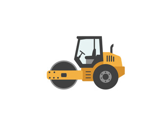 Cartoon Style Road Roller Construction Vehicle Illustration.