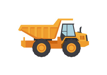 Cartoon Style Yellow Dump Truck Illustration.