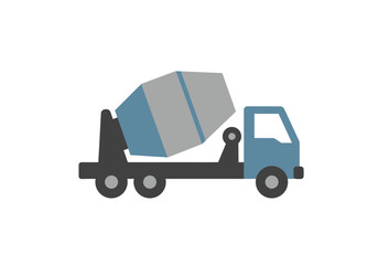 Fototapeta premium Stylized Cement Mixer Truck Illustration in Blue and Gray.