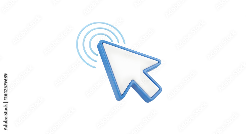 Poster 3d arrow cursor clicking animation icon on transparent background