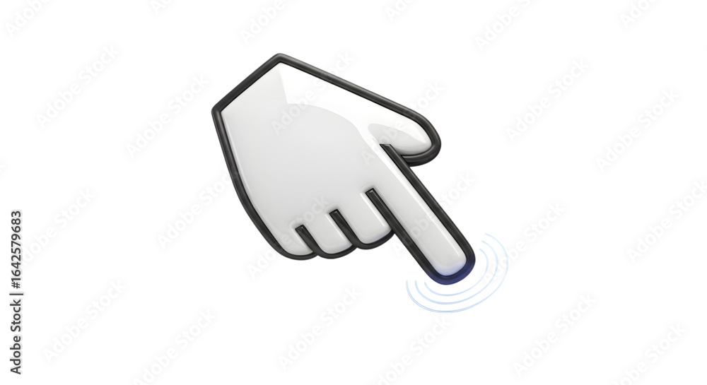 Poster 3d hand cursor clicking isolated on transparent background