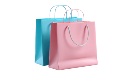 Colorful Shopping Bags: A pair of pastel-colored shopping bags stands side by side, offering a simple yet elegant representation of shopping and retail.