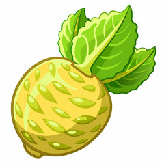 colorful illustration of a wasabi tuber, isolated on white background