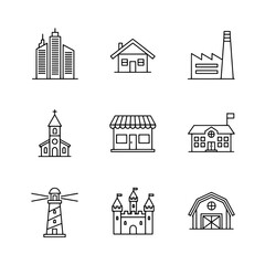 Fototapeta premium Black Stroke Vector of Urban and Civic Structures Arranged in Grid Composition