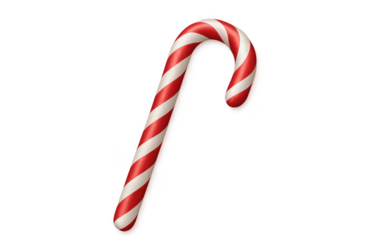 Christmas candy cane rotating on transparent background