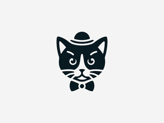 Fototapeta premium Playful Mister Kitten with bowtie in charming vector logo illustration