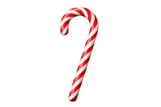 Red and white candy cane rotating on transparent background